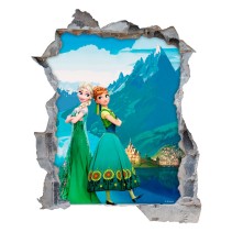 Vinilos disney frozen 3d elsa y anna agujero pared